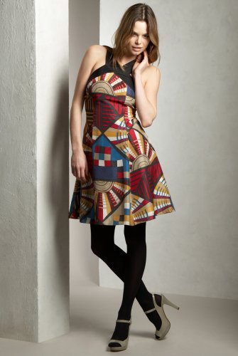 Limited Collection Silk Graphic Tribal Print Dress clothing