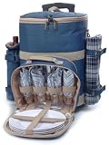 Adventurer Cooler with Trolley - Blue Check - Picnic & Beyond