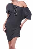 Chic Necklace Stylish Stretch Draped Cut-Out Off-Shoulder Sleeve Relaxed Fit Sexy Clubwear Mini Dress