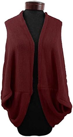Blandiceca Solid Batwing Loose Fit Open Cardigan (BURGUNDY)