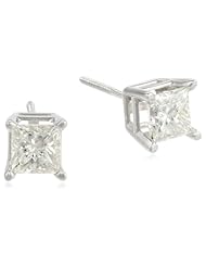 IGI Certified 14k Gold Princess-Cut Diamond Studs (1 cttw, I-J Color, I1-I2 Clarity)