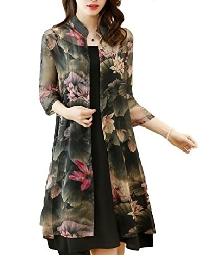 ナナコレクション Nana_Collection 秋 レディース 花柄 五分袖 カーディガン セット ノースリーブ ワンピース