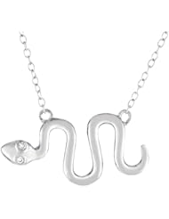 Sterling Silver Snake Pendant Necklace, 16"+3" Extender