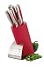 Modern Red Knife Block with 5 Knives