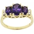 Amethyst Diamond Ring - Yellow Gold Size = 7 - 2CT - Past Present Future