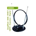Greentek Indoor TV Aerial Digital Amplified Freeview  DVB-T, UHF TV, VHF TV, FM, DAB, HDTV