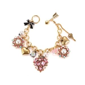 Betsey Johnson Iconic Cupids Arrow Heart Charm Bracelet