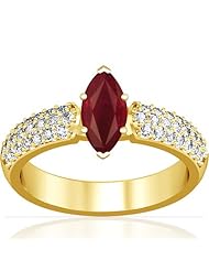 14K Yellow Gold Marquise Cut Ruby Ring With Sidestones