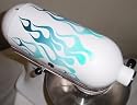 IceMix large flame decal cover kit blue and white, designed to fit all kitchenaid stand mixers, including pro 600, artisan, ultra power, 4, 5, 6 qt quart mixers, without accessory interference. eligible for free super saver shipping on orders over $25
