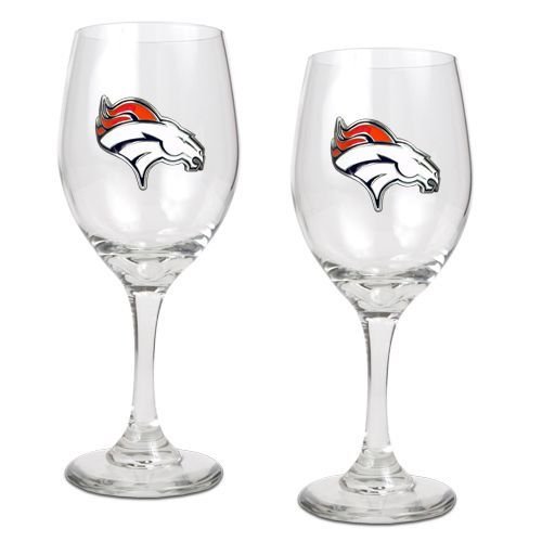 Denver Broncos NFL 2pc Wine Glass Set - Primary Logo