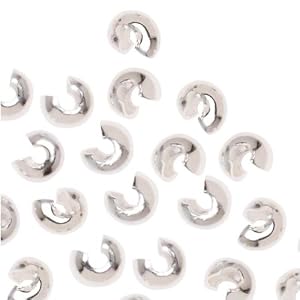 Shiny-Silver-Tone-Crimp-Bead-Covers-3mm-144-