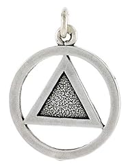 Sterling Silver Sobriety Symbol Recovery Pendant, 1 in. (25mm) tall