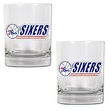 NBA 2 Pieces Rocks Glass Set - Primary Logo Team: 76Ers