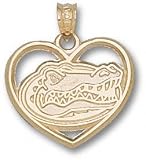 Florida Gators Solid 10K Gold Gator Head Heart Pendant
