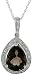 14k White Gold 17.5Chain & 7/8 (23mm) tall Pendant, Brilliant Cut Diamonds & 10x8mm Smoky Topaz Stone