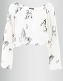 Butterfly Print Bell Sleeve Top in Cream.