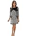 Womens Black and White Dress Floral Print Shift Boat Neck 3/4 Length Sleeves