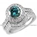 2.10ct VS2 Fancy-Blue Diamond Matching Engagement/Wedding Ring Set 14k White Gold