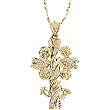 14K Yellow Gold Diamond Floral Style Cross Pendant - 0.15 Ct.