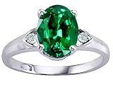 2.06 cts Lab Created Emerald and Genuine Diamond Ring - 14kt White or Yellow Gold