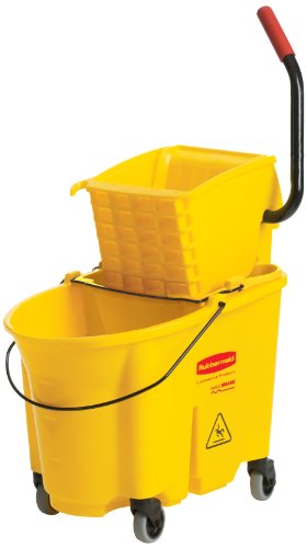 Rubbermaid Commercial Products WaveBrake Side Press Mop Wringer Bucket, 35 Quart, Yellow (FG758021YEL) 8088