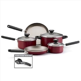 Farberware Premium Nonstick 10 Piece Cookware Set, Red