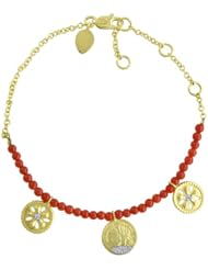 Meira T 14k Yellow Gold Diamond Flower & Coin Charm Beaded Bracelet