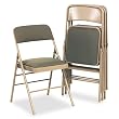 Deluxe Fabric Padded Seat & Back Folding Chairs, Cavallaro Taupe, 4/Carton