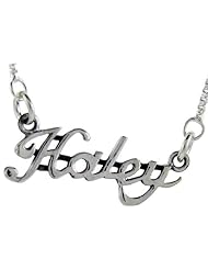 Sterling Silver HALEY Name Necklace 3/8 inch, 17 inches long