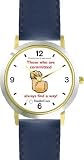 Habit 1 - Those Committed #1 (English Text) - DELUXE TWO-TONE WATCH from THE 7 HABITS - WATCH COLLECTION BY WATCHBUDDY&reg; - Arabic Numbers - Blue Leather Strap-Size-Children's Size-Small ( Boy's Size & Girl's Size )