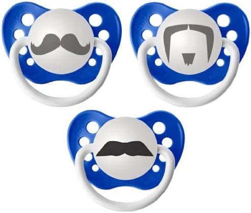 Personalized Pacifiers Mustache Pacifier, 3 Pack - Blue