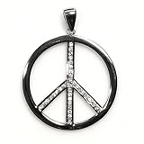 Silver Cubic Zirconia Peace Sign Pendants, Size: 42mm