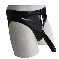LateX Double Dong - Herren Slip mit Penish�lle und Analdildo - schwarz, Gr. M/L
