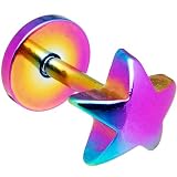 16 Gauge Rainbow Star Titanium Labret Monroe Tragus