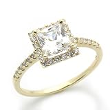 14K Engagement Ring 1.3ctw CZ Cubic Zirconia Princess Cut Solitair Yellow Gold Ring