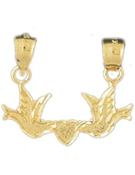 Dazzlers Solid 14k Gold Lovebirds Charm Pendant Available in three colors from jewelsberry (weights: 1.6 grams only)