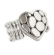 Silvertone Textured Heart Large Stretch Ring