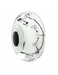 Authentic Chamilia Murano Glass Charm City Lights Collection "White Steel" 2116-0075