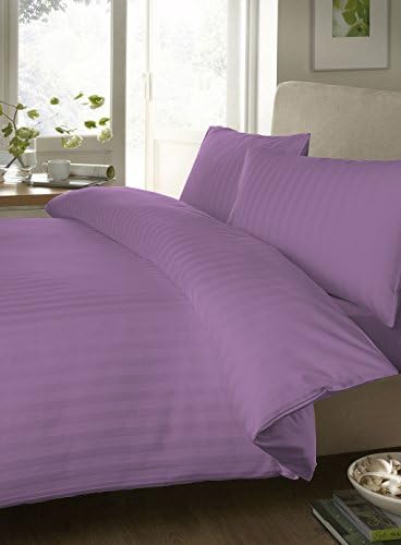 SNUG BED 850 Thread Count Egyptian Cotton 4-Piece Stripe Attached Waterbed Sheet Set Vibrant Wild Lilac Color Oversized Cal-King Size