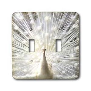 Birds - White Peacock - Light Switch Covers - double toggle switch by 