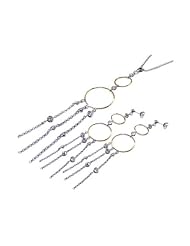 Nickel Free Sterling Silver Pendant & Earring Sets 4 Toned Open Circle With Hanging CZ Matching Set