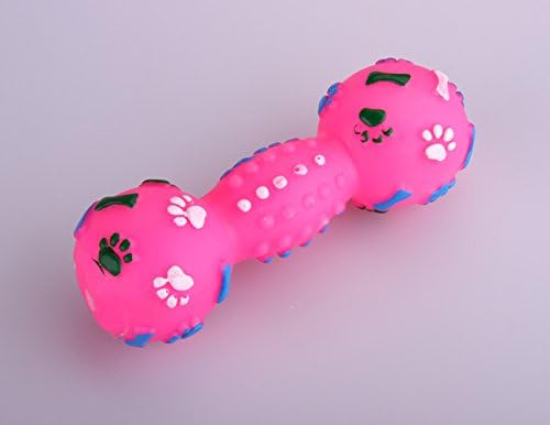 Pink Bone Dumbell Chewy &amp; Squeaky Play Toy for Pet Dog Puppy Cat Fetch or Toss