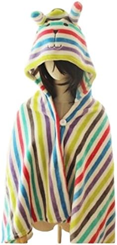 Craftholic Cute Colour Stripe Cloak Hooded Cape and Blanket (Blue)