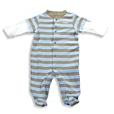 Izod - Newborn Boys Long Sleeve Striped Footed Coverall, Blue, Brown