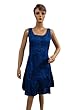 Royal Blue Dress Pleated Stylish Neckline Sleeveless Sundress for Womens