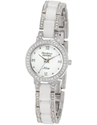 Armitron NOW Womens 753919WTSV Swarovski Crystal Accented Silver-Tone and White Ceramic Watch