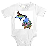 Onesie with Michigan, robin, state bird, apple blossom, state, state flower