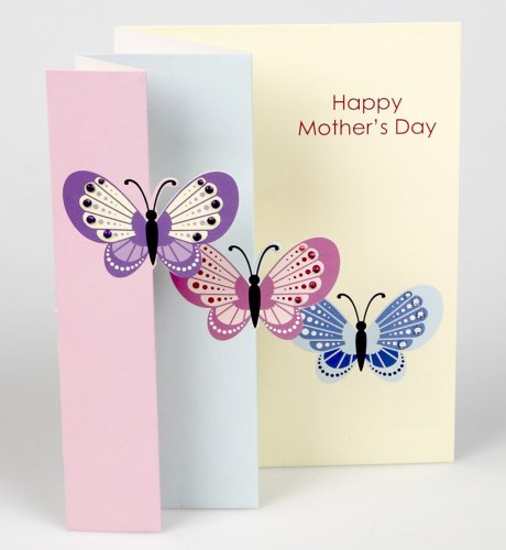 3 Fold Butterfly Handcrafted Mother's Day Card