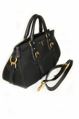 Prada Handbags Black Tessuto and Leather BN1827