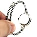 Womens Silver Classic Twisted Band Bracelet Round Wrist Watch Black